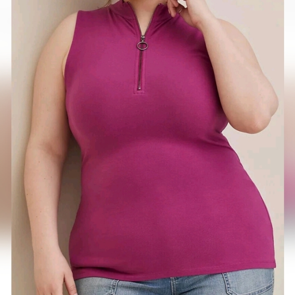 Torrid Foxy Mockneck Zip Tank Sz0/12